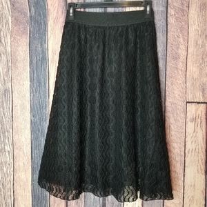 LuLaRoe Lola Black Lace High Waisted Midi Skirt